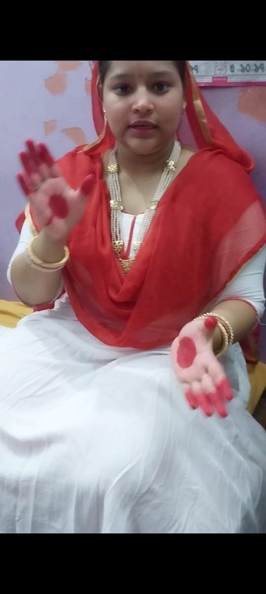 Close-up of a dancer demonstrating hand gestures